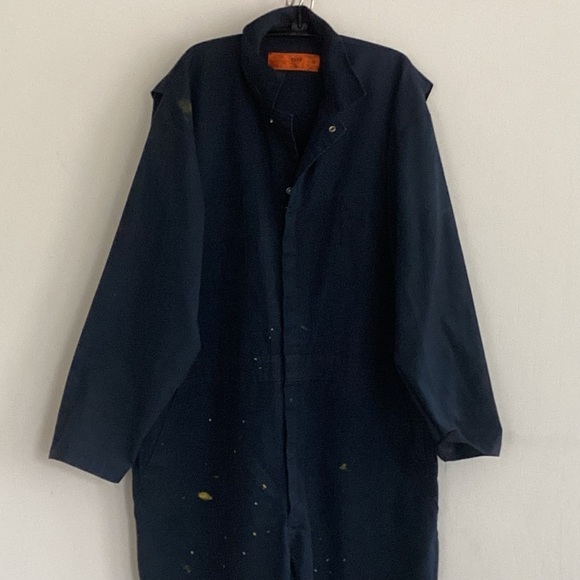 Red Kap Blue Paint Thrashed Twill Action Back Coverall with Chest Pockets Sz 50 - Picture 3 of 8